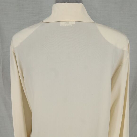 Laurel Escada Top Womens 6 Ivory Silk Blouse Embroidered Shoulder Pads Vintage - Picture 10 of 16